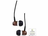 InLine 55357 woodin-ear, Headset mit Kabelmikrofon und Funktionstaste, Walnuss