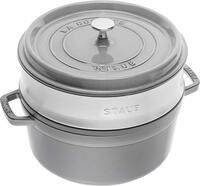 STAUB Cocotte, Gusseisen Br&auml;ter mit Dampfeinsatz aus Edelstahl, 26 cm, 5,25 L, Rund,