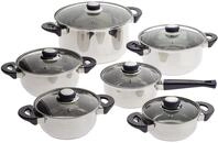 axentia Edelstahl-Topfset Karin 6-teilig, 5 Kocht&ouml;pfe & 1 Stiel-Kasserolle mit
