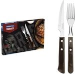 Tramontina 21199/909 Steakbesteck-Set, 12-teilig mit braunen Griffen 2-Fach vernietet