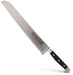 G&Uuml;DE Solingen - Brotmesser geschmiedet, 32 cm, POM schwarz, ALPHA, Doppelkropf,