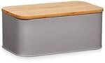 Zeller 25371 Brotkasten m. Bamboo Deckel, Metall, matt Taupe, 31 x 18 x 12,5 cm
