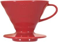 Hario VDC-02R V60 Kaffeefilterhalter Porzellan- Gr&ouml;&szlig;e 02/1-4 Tassen, rot