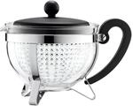Bodum 1975-01 Chambord Teekanne, 1 L mit farbigem Plastikdeckel, Griff und