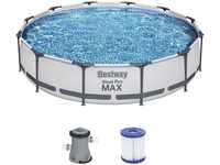Bestway Steel Pro MAX Frame Pool-Set mit Filterpumpe Ø 366 x 76 cm, lichtgrau,...