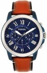 Fossil Herren Grant Uhr, Quarz-Chronographenwerk mit Lederarmband