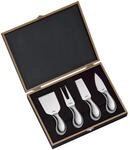 Cilio C294804 294804 K&auml;semesser-Set Piave 4-teilig, in Holz-Geschenkbox, Silber