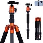 Rollei Compact Traveler No.1 Carbon Orange, 145cm Kamera Stativ Packma&szlig; 34cm Kompakt