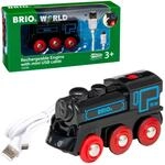 BRIO World - 33599 Akku Lok mit Mini USB - Wiederaufladbare Lokomotive -