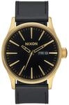 Nixon Armbanduhr Sentry Leder Gold / Black