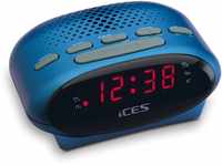 Ices ICR-210 Blue - FM Uhrenradio - Radiowecker mit 2 Weckzeiten - PLL FM -