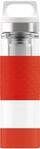SIGG Hot & Cold Glass, Doppelwandige-isolierte Glas Trinkflasche mit Silikonschutz,