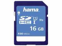 Hama Speicherkarte SDHC 16GB (SD-3.01-Standard, 80 MB/s, Class 10,...
