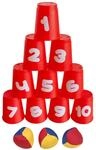 Idena 40416 - Ballwurfspiel mit 10 Bechern und 3 B&auml;llen, ab 3 Jahren, f&uuml;r