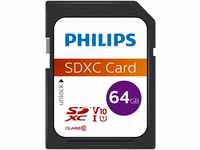 Philips Ultra Speed SDXC Card 64 GB UHS-I U1, Lesegeschwindigkeit bis zu 80...
