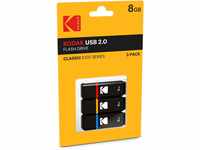 Kodak K100 8GB USB-Stick 2.0 3er Pack (Kappe: Blau, Rot, Gelb)