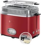 Russell Hobbs Toaster [f&uuml;r 2 Scheiben] Retro Edelstahl Rot (Countdown-Anzeige...
