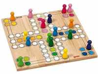 goki 56914 - Brettspiel Ludo aus Holz für 4 Spieler hochwertig verarbeitet 24...