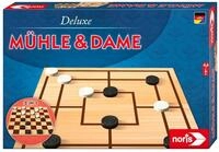 noris Deluxe M&uuml;hle & Dame &ndash; Strategiespiel mit doppeltem Spielbrett,