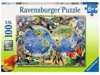 Ravensburger Kinderpuzzle - 10540 Tierisch um die Welt - Puzzle-Weltkarte für...
