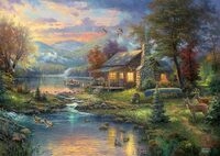 Schmidt Spiele 59467 Thomas Kinkade, Im Naturparadies, 1.000 Teile Puzzle,