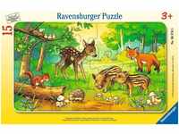 Ravensburger Kinderpuzzle - 06376 Tierkinder des Waldes - Rahmenpuzzle für...