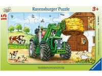 Ravensburger Kinderpuzzle - 06044 Traktor auf dem Bauernhof - Rahmenpuzzle für
