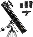 Omegon Teleskop N 114/900 EQ-1 | Spiegelteleskop Einsteiger | Parallaktische...