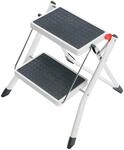 Hailo MK60 Mini Stahl-Trittleiter - 2 gro&szlig;e Stufen mit Anti-Rutsch-Matten bis 150kg