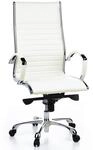 hjh OFFICE 660510 Profi Chefsessel Parma 20 Leder Wei&szlig; B&uuml;rostuhl Drehstuhl, hohe
