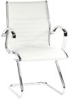hjh OFFICE 660515 Konferenzstuhl Parma V Leder Wei&szlig;/Chrom Freischwinger