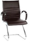 hjh OFFICE 660525 Konferenzstuhl Parma V Leder Braun/Chrom Freischwinger