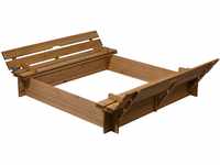 dobar® Sandkasten mit Sitzbank | Sandkiste Massivholz mit Deckel | Quadratische
