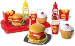 Burger Spielzeug-Set &ndash; 32-teiliges Spielset mit Pommes, Ketchup, Burger,...