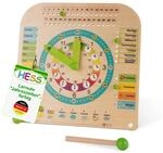 HESS Since 1990 - Lernuhr f&uuml;r Kinder mit Kalender, aus Holz, 25cm x 25cm, aus...