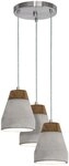 EGLO Pendellampe Tarega, 3 flammige Beton H&auml;ngeleuchte, Material: Stahl, Holz,