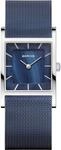 BERING Damen Quarz Uhr | Armbanduhr 26 mm silbernes Edelstahlgeh&auml;use und blaues
