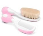 Chicco Set Baby-Haarb&uuml;rste und Kamm, Babyb&uuml;rste mit weichen Naturborsten, Kamm mit