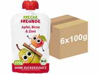 FRECHE FREUNDE Bio Quetschie Apfel, Birne & Zimt, Fruchtmus im Quetschbeutel...