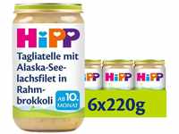 HiPP Tagliatelle mit Alaska-Seelachsfilet in Rahmbrokkoli, 6er Pack (6 x 220 g)