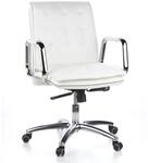 hjh OFFICE 600932 Chefsessel Villa 10 Leder Wei&szlig; hochwertiger B&uuml;rostuhl, mittelhohe