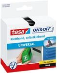 tesa On & Off Klettband zum Aufkleben - Selbstklebendes Klettklebeband zur