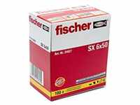 fischer Spreizdübel SX 6 x 50, Schachtel mit 100 Nylondübeln, Dübel für...