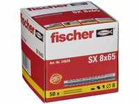 fischer Spreizdübel SX 8 x 65, Schachtel mit 50 Nylondübeln, Dübel für...
