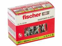 fischer 555106 DUOPOWER 6x30 S, grau/rot, Mit Schraube