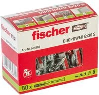 fischer DuoPower 6 x 30 S, Universald&uuml;bel mit Senkkopfschraube,