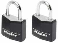 Master Lock 9130EURTBLK 2-er Set Vorhängeschloss mit Schlüssel aus Aluminium...
