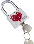ABUS Vorh&auml;ngeschloss T65AL/40 myLove - mit Herz-Motiv - individuell beschreibbar -