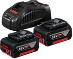 Bosch Professional 18V System Akku Starter-Set: 2x GBA 18V 5.0Ah Akku +