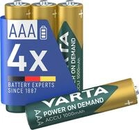 VARTA Batterien AAA, wiederaufladbar, 4 St&uuml;ck, Power on Demand Recharge Accu, Akku,